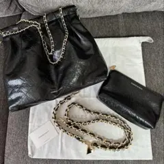 CHARLES & KEITH ブラックショルダーバッグ 付属品全て付