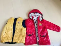 ★ミキハウス　ダウンアウターベストのセット　90cm－－男女、表裏兼用