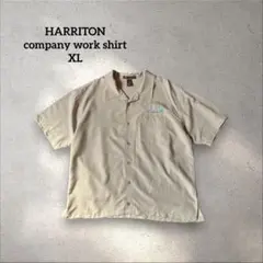 半袖シャツ ベージュ チェック柄 企業ロゴ刺繍　古着　ヴィンテージ　USAのサムネイル