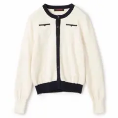 【CABaN】コットンカシミヤ バイカラークルーネックカーディガン