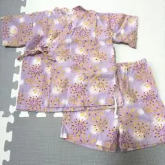 ベビー甚平 花火柄 95cm 女の子 パープル 浴衣