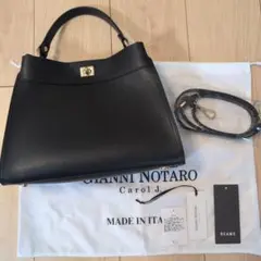 美品 GIANNI NOTARO ブラックレザーハンドバッグ