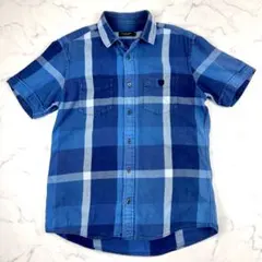ブラックレーベル クレストブリッジ 半袖 シャツ チェック 青 ブルー 三陽商会