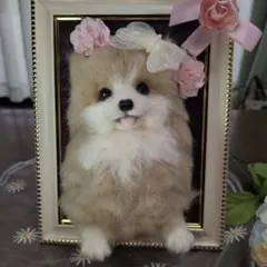 羊毛フェルト ハンドメイド 犬 白ポメ ポメラニアン フレーム - メルカリ