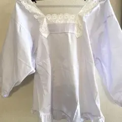 割烹着　レース付き　白　未使用品