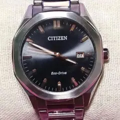 CITIZEN Eco-Drive ブラック腕時計、内径18.０センチ！