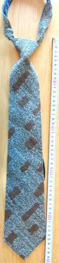 幾何学模様 ネクタイ ブラウン系 ワンタッチネクタイ50cm