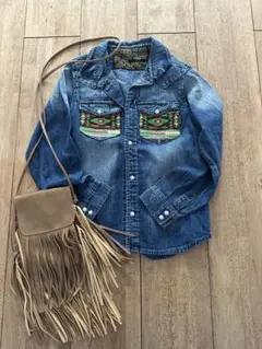 ジャンクストア-、ネイティブ刺繍デニムシャツ、150、