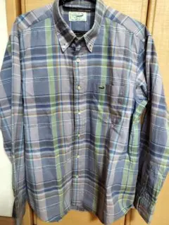 LACOSTE ラベンダー色チェック柄 長袖シャツ L