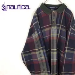 〔USED〕 ノーティカ　刺繍ロゴ　チェック　ポロシャツ　90sのサムネイル