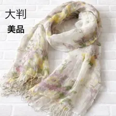 ♡orenge様♡花柄大判ストール リネン風　春夏 ふんわり 上品 可愛い