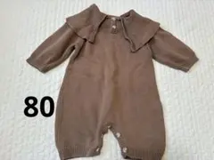 ニットロンパース 80cm ブラウン　韓国子供服