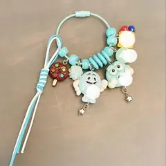 じゃらじゃらキーホルダー　青系　チャーム