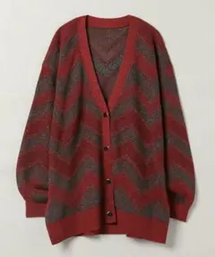 JEANASIS　ランダムキカラメジャガードVカーディガン