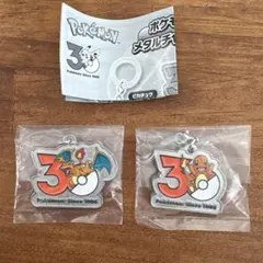 ポケモン 30周年　メタルチャームマスコット リザードン　ヒトカゲ