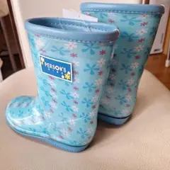 PERSON'S KIDS 花柄長靴 水色 16cm