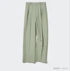 UNIQLO グリーン タックワイドパンツ（ツータック・丈標準69～71cm）