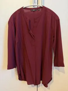 UNIQLO スキッパーブラウス ボルドー Mサイズ