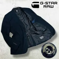 G-STAR RAW テーラードジャケット 紺ブレ 洗える コットン ロゴ刻印