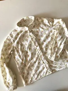 花柄 長袖シャツ 120サイズ 丸襟 フリル 綿100％ 替えボタン付き