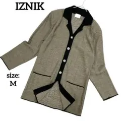 【美品】 IZNIK 長袖 カーディガン ロング丈 ニット 羽織 日本製 春