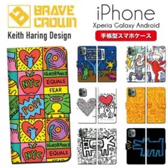 新品！全機種対応！iPhoneケース 手帳型 キースヘリング Keith