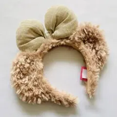 Disney　ディズニー　シェリーメイ　カチューシャ　リボン　もこもこ　ベージュ