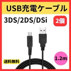3DS 2DS DSi 任天堂 充電 ケーブル USB 1.2m 2個 予備