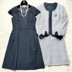 ホワイトジョーラ　ツイードジャケット　スカート　ワンピ3点セットアップ　入学式