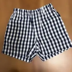 無印良品　ギンガムチェック　ネイビー　ホワイト　ハーフパンツ　キュロット