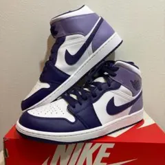 30cm NIKE AIR JORDAN1 MID ホワイト/パープル