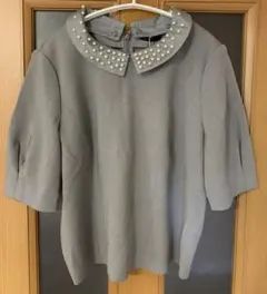 TO BE CHIC パール装飾付き 半袖ブラウス グレー 42のサムネイル