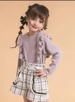 10%セール！URBAN CHERRY 長袖フリルカットソー 140 ラベンダー