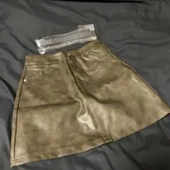 合成皮革 レザー ミニスカート Aライン