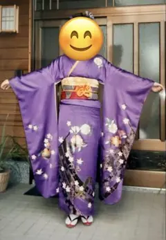 振袖 紫色 花柄 華やか（キラキラ）