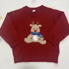 【新品未使用】cottoli トナカイ刺繍 赤 セーター 100cm
