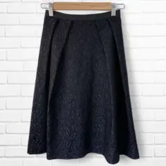 【ZARA BASIC】　Aラインスカート　レース　ブラック　(XSサイズ)