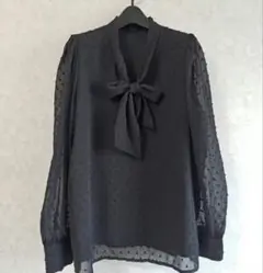 DAISY　リボン付き　シースルー　ブラウス 　ブラック