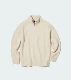 UNIQLO スフレヤーンハーフジップセーター ナチュラル