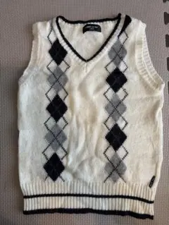COMME CA ISM アーガイル Vネック ベスト 130A