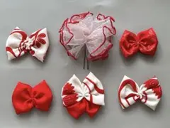 《523》七五三　髪飾り　ヘッドドレス　着物リメイク　赤　アンティークレトロ