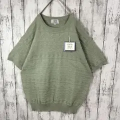 【タグ付き極美品】サマーニット☆半袖セーター☆3D 立体編み　グリーン　M