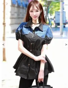 miimi デニムドッキングペプラムシャツ ZARＡ リエンダのサムネイル