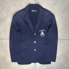 ラルフローレン　テーラードジャケット　ブレザー　シングル　コットン　90s　刺繍