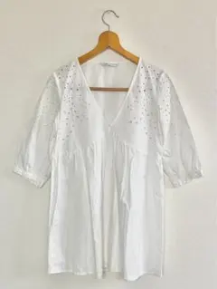 ZARA ホワイト 七分袖 チュニック