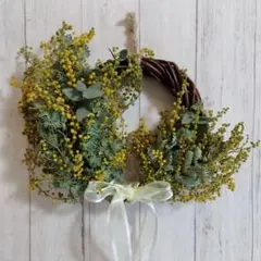 ミモザとユーカリのリース　２