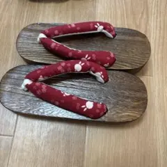 キッズ用草履 赤色と白色の花柄22、5センチ