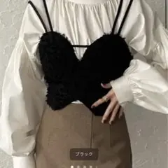 バックレースアップフェザービスチェ　ジュノア　美品　Lサイズ　ブラックのサムネイル