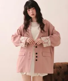 【4/25まで出品】loin nuit ニュアンスボタンレースジャケット ピンク loin nuit ニュアンスボタンレースジャケット ピンク - メルカリ
