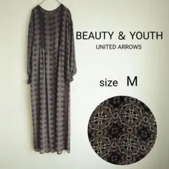 BEAUTY＆YOUTH　ボヘミアンプリントワンピース　羽織り　シアーワンピース